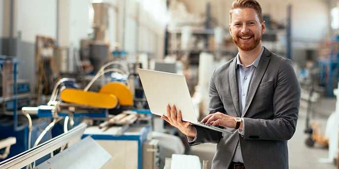 Happy man in manufactoring factory 800p